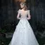 Amazing / Unique Outdoor / Garden Wedding Dresses 2017 Floor-Length / Long White A-Line / Princess V-Neck Long Sleeve Backless Lace Appliques Flower