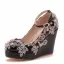 Chic / Beautiful Black Rhinestone Prom Womens Shoes 2025 Ankle Strap 10 cm Wedges Round Toe Womens Shoes