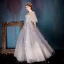 Chic / Beautiful Prom Formal Dresses 2017 Prom Dresses Grey Ball Gown Floor-Length / Long 1/2 Sleeves Scoop Neck Backless Sequins Lace Appliques Rhinestone