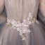 Chic / Beautiful Prom Formal Dresses 2017 Prom Dresses Grey Ball Gown Floor-Length / Long 1/2 Sleeves Scoop Neck Backless Sequins Lace Appliques Rhinestone