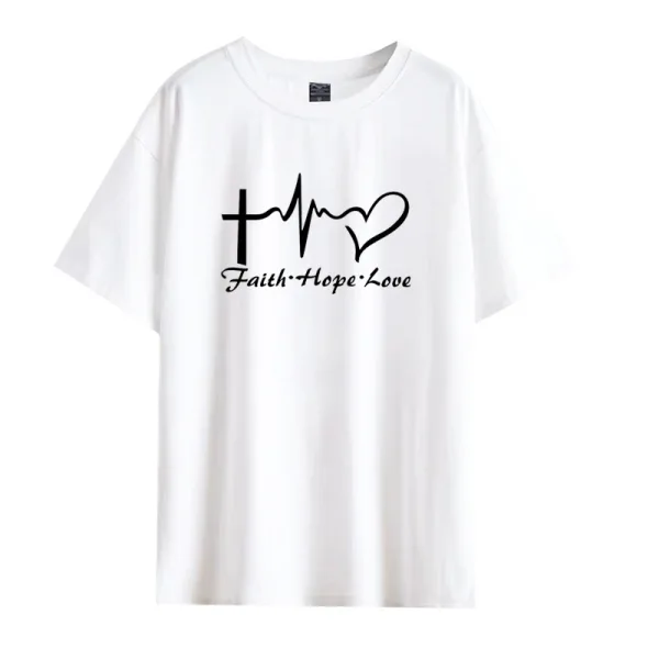 Casual Summer Loose Letter Graphic White T-Shirts 2021 Cotton Scoop Neck Short Sleeve Women's Tops T-shirt