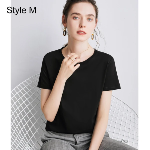 Simple OL Désinvolte Lavande Ordinaire T-Shirts 2021 Encolure Dégagée Coton Manches Courtes Hauts pour Femmes T-shirt