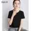 Simple OL Désinvolte Lavande Ordinaire T-Shirts 2021 Encolure Dégagée Coton Manches Courtes Hauts pour Femmes T-shirt