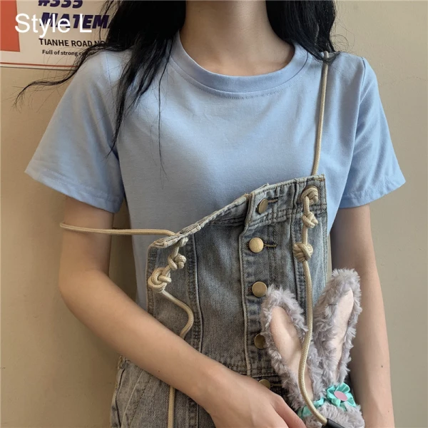 Fashion White Cotton Street Wear Cartoon Printing Loose T-Shirts 2021 Scoop Neck Short Sleeve Women's Tops T-shirt
