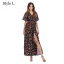 Summer Black Street Wear Beach Floral Maxi Dresses 2021 V-Neck Short Sleeve Women Dresses