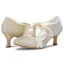 Schlicht Ivory / Creme Satin Spitze Brautschuhe 2021 Schleife 6 cm Stilettos Runde Zeh Hochzeit Pumps Hochhackige