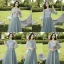 Modest / Simple Sage Green Embroidered Bridesmaid Dresses 2021 A-Line / Princess V-Neck Short Sleeve Backless Floor-Length / Long Wedding Party Dresses