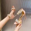 Sexy Noire Vêtement de rue Cocktail Soirée Perle Sandales Femme 2021 Cuir Bride Cheville 10 cm Talons Aiguilles Peep Toes / Bout Ouvert Sandales Talons Hauts