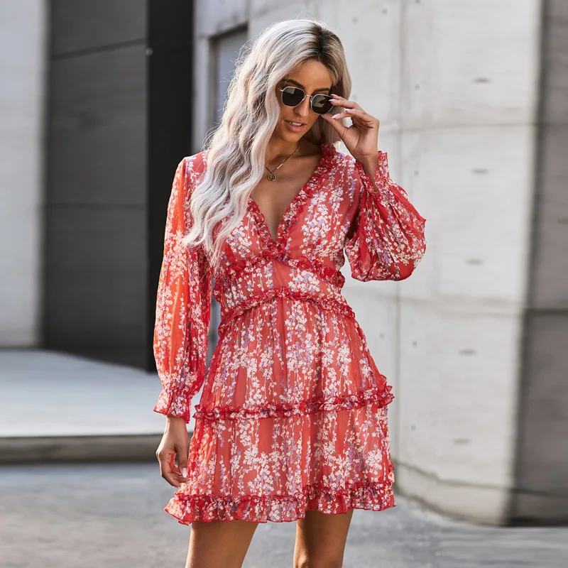 open lace back dress Women's Halter Vacation Dress Wrap Summer Dress in Green – Lilah & Rex main image 0