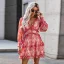 Sexy Sommer Resort-Kleidung Weiß Blumen Damen Kleider 2021 Chiffon V-Ausschnitt Lange Ärmel Rückenfreies Lose