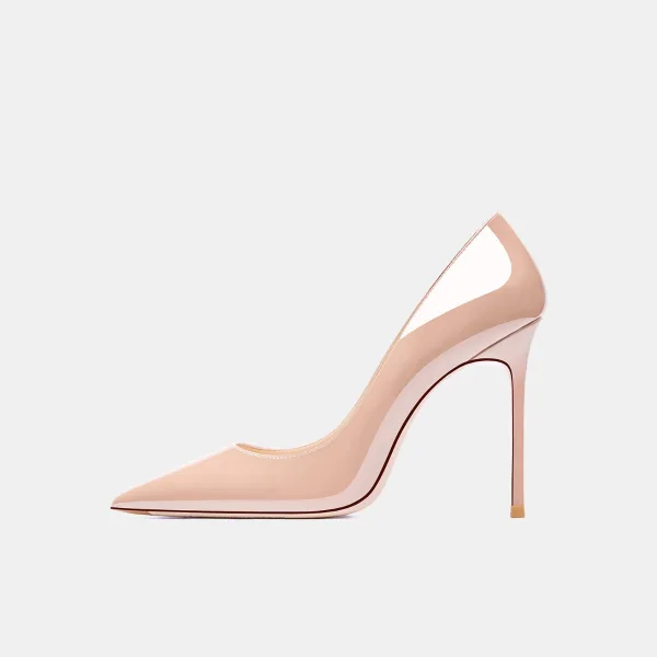 Chic / Beautiful Pearl Pink Street Wear Leather Pumps 2021 Patent Leather 10 cm Stiletto Heels Pointed Toe High Heels Pumps