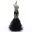 Charmant Noire Robe De Soirée 2018 Trompette / Sirène Bustier Dos Nu En Dentelle Fleur Faux Diamant Sans Manches Longue Robe De Ceremonie