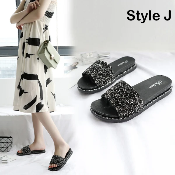 Abordable Rougissant Rose Désinvolte Plage Pantoufle & Tongs 2020 Fleur Perle Paillettes Peep Toes / Bout Ouvert Plate Chaussures Femmes