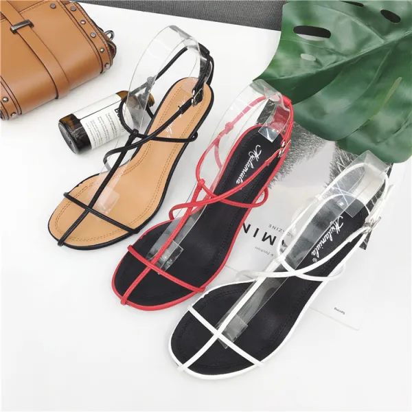 Roman Modest / Simple White Casual Womens Sandals 2020 7 cm Stiletto Heels Open / Peep Toe Sandals