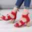 Fashion Yellow Street Wear Beach Womens Sandals 2020 Ankle Strap 7 cm Thick Heels Open / Peep Toe Sandals