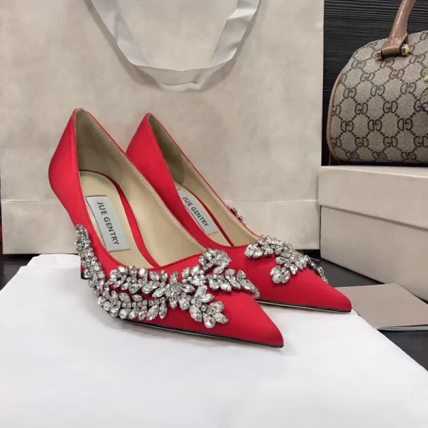Schöne Ivory / Creme Abend Strass Pumps 2021 Leder 8 cm Stilettos Spitzschuh Pumps Hochhackige