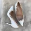 Schöne Schwarz Abend Pumps 2020 Niet Lackleder 10 cm Stilettos Spitzschuh Pumps