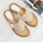 Schöne Schwarz Freizeit Perle Strass Sandalen Damen 2020 Peeptoes Flache Sandaletten