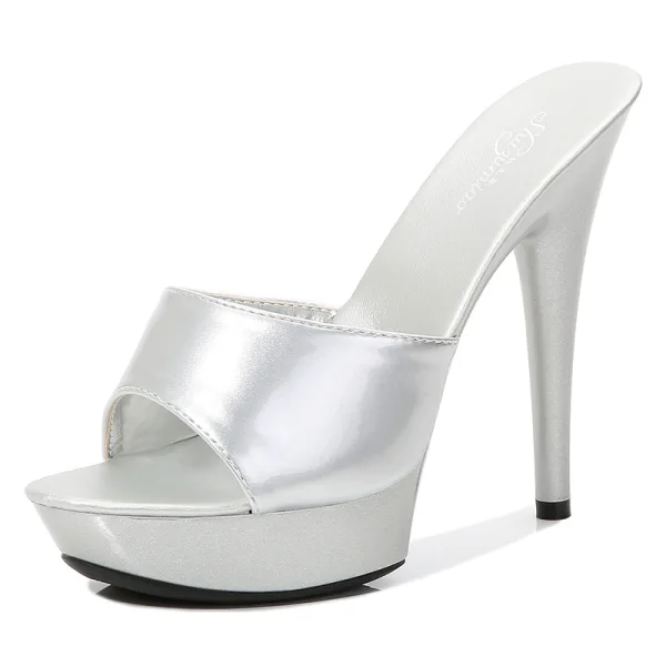 Schlicht Gelb Strassenmode Sandalen Damen 2020 13 cm Stilettos Peeptoes Sandaletten
