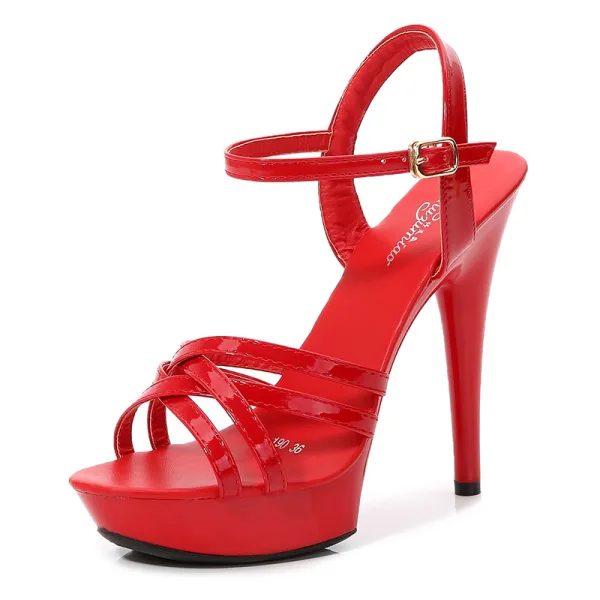 Chic / Belle Noire Club de carnaval Sandales Femme 2020 Bride Cheville 13 cm Talons Aiguilles Peep Toes / Bout Ouvert À Bout Pointu Sandales