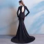 Modern / Fashion Court Train Black Evening Dresses  2018 Trumpet / Mermaid Charmeuse High Neck Zipper Up Backless Evening Party Formal Dresses