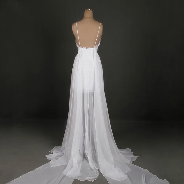 Klassisk Eleganta Vita Korta Bröllop 2018 Prinsessa V-Hals Snörning Appliqués Halterneck Stranden Bröllopsklänningar