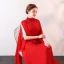 Modern / Fashion Red Floor-Length / Long Evening Dresses  2018 A-Line / Princess High Neck Tulle Beading Rhinestone Handmade  Evening Party Formal Dresses