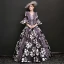 Vintage / Retro Traditional 3/4 Sleeve Multi-Colors Floor-Length / Long Ball Gown Prom Dresses 2018 Charmeuse U-Neck Backless Printing Prom Formal Dresses
