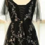 Chic / Beautiful Black Plus Size Prom Dresses 2018 A-Line / Princess Tulle V-Neck Star Backless Printing Embroidered Evening Party Evening Dresses