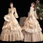 Vintage / Retro Luxury / Gorgeous Medieval Champagne Formal Dresses 2021 Long Sleeve U-Neck Floor-Length / Long 3D Lace Beading Sequins Cosplay Prom Ball Gown Prom Dresses