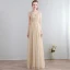 Charming Sexy Floor-Length / Long Champagne Evening Dresses  2018 Zipper Up V-Neck Chiffon Lace-up Appliques Backless Beading Formal Dresses