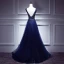 Modern / Fashion Royal Blue Evening Dresses  2017 A-Line / Princess Lace Tulle V-Neck Backless Beading Evening Party Formal Dresses