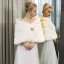 Blanche Hiver Rayé Fausse Fourrure Mariage Soirée Promo Châles 2017