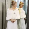 White Winter Striped Faux Fur Wedding Evening Party Prom Shawls 2017