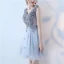Modern / Fashion 2017 Ink Blue Graduation Dresses V-Neck Lace Appliques Backless Pierced Homecoming A-Line / Princess Party Dresses