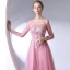 Classic Elegant Blushing Pink Evening Dresses  2017 A-Line / Princess U-Neck Lace Beading Backless Appliques Evening Party Formal Dresses