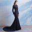 Modern / Fashion Court Train Black Evening Dresses  2018 Trumpet / Mermaid Charmeuse High Neck Zipper Up Backless Evening Party Formal Dresses