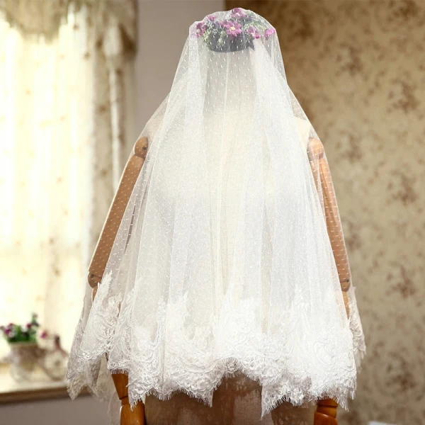 Unique Blanche Mariage Tulle Courte Appliques Voile De Mariée 2018