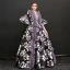 Vintage / Retro Traditional 3/4 Sleeve Multi-Colors Floor-Length / Long Ball Gown Prom Dresses 2018 Charmeuse U-Neck Backless Printing Prom Formal Dresses