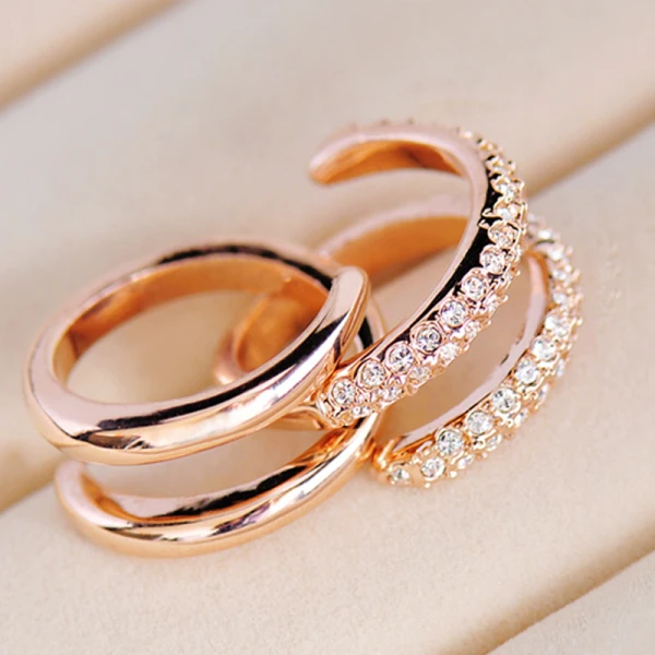 Unieke Goud Rhinestone Kruis Ringen instellen Legering Avond 2 stuks Ringen 2019 Accessoires