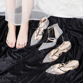 Luxury Gorgeous Gold Wedding Shoes 2020 9 Cm Pointed Toe Beading Sequins Rhinestone Cocktail Party Evening Party Womens Shoes