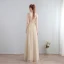 Charming Sexy Floor-Length / Long Champagne Evening Dresses  2018 Zipper Up V-Neck Chiffon Lace-up Appliques Backless Beading Formal Dresses