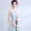 Chic / Beautiful Sky Blue Evening Dresses  2017 A-Line / Princess U-Neck Appliques Backless Embroidered Tulle Evening Party Prom Dresses