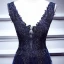 Modern / Fashion Royal Blue Evening Dresses  2017 A-Line / Princess Lace Tulle V-Neck Backless Beading Evening Party Formal Dresses