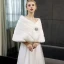 Blanche Hiver Rayé Fausse Fourrure Mariage Soirée Promo Châles 2017