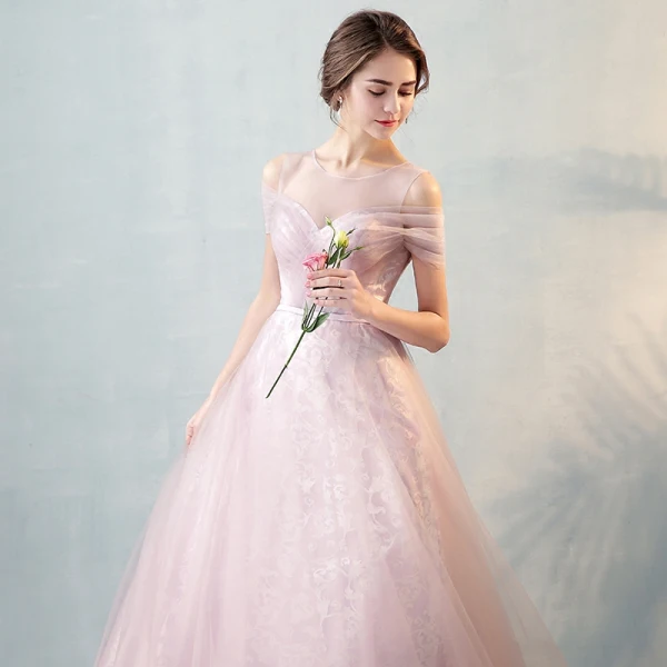 Chic Beautiful Lavender Bridesmaid Dresses 2017 A Line Princess Tulle U  Neck Backless Printing Evening Party Formal Dresses