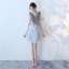 Modern / Fashion 2017 Ink Blue Graduation Dresses V-Neck Lace Appliques Backless Pierced Homecoming A-Line / Princess Party Dresses