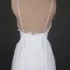 Klassisch Elegante Weiß Kurze Hochzeit 2018 A Linie V-Ausschnitt Schnüren Applikationen Rückenfreies Strand Brautkleider
