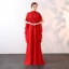 Modern / Fashion Red Floor-Length / Long Evening Dresses  2018 A-Line / Princess High Neck Tulle Beading Rhinestone Handmade  Evening Party Formal Dresses