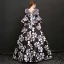Vintage / Retro Traditional 3/4 Sleeve Multi-Colors Floor-Length / Long Ball Gown Prom Dresses 2018 Charmeuse U-Neck Backless Printing Prom Formal Dresses